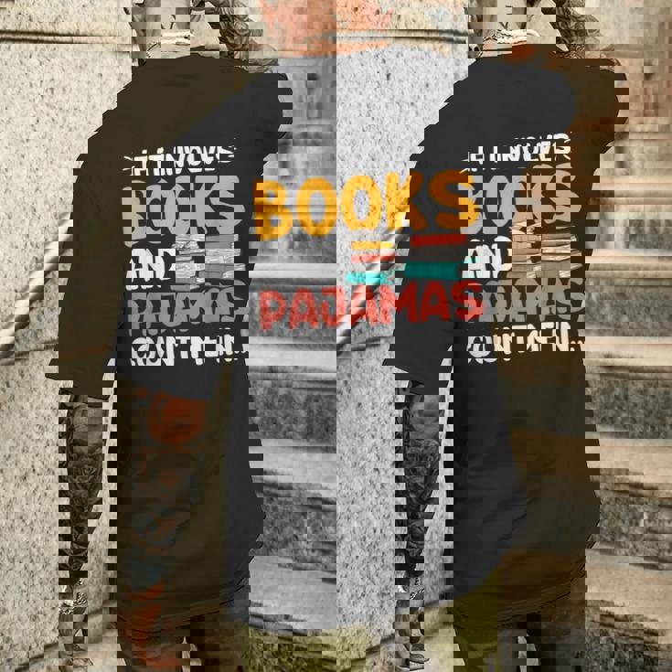 本やパジャマが関係するなら、おもしろい本好きの言葉 メンズTシャツ バックプリント 彼への贈り物