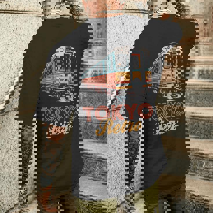 東京 レトロ 電車 日本 ヴィンテージ 列車 旅行 お土産 メンズTシャツ バックプリント 彼への贈り物