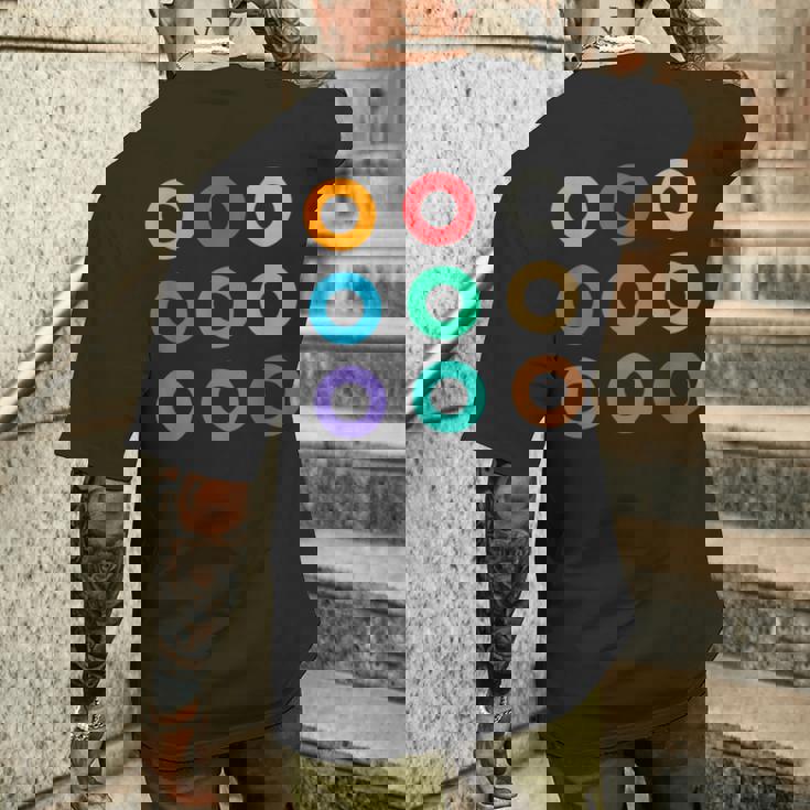 東京の地下鉄 カラー 色 マーク 丸【電車ファン】鉄道【変なtシャツ屋さん】メトロ 面白い ポップ メンズTシャツ バックプリント 彼への贈り物