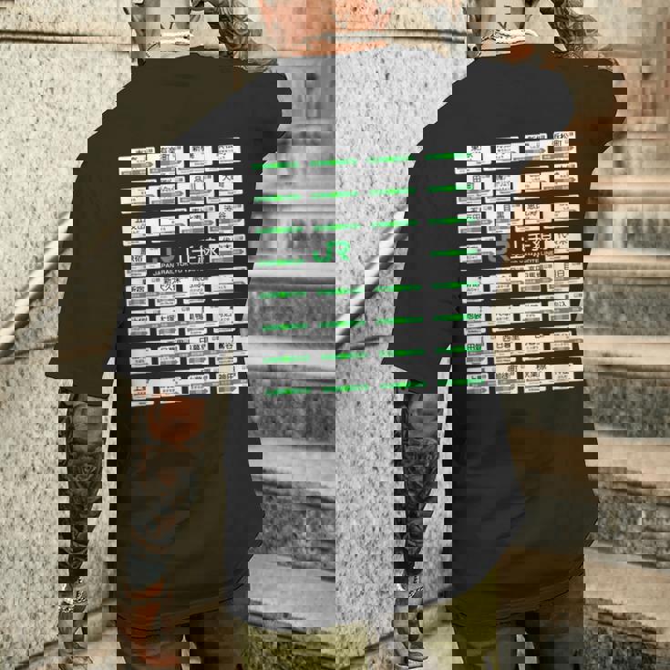 東京山手線全駅標識 メンズTシャツ バックプリント 彼への贈り物