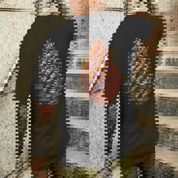 松ぼっくり好きのための涼しい秋の季節 メンズTシャツ バックプリント 彼への贈り物