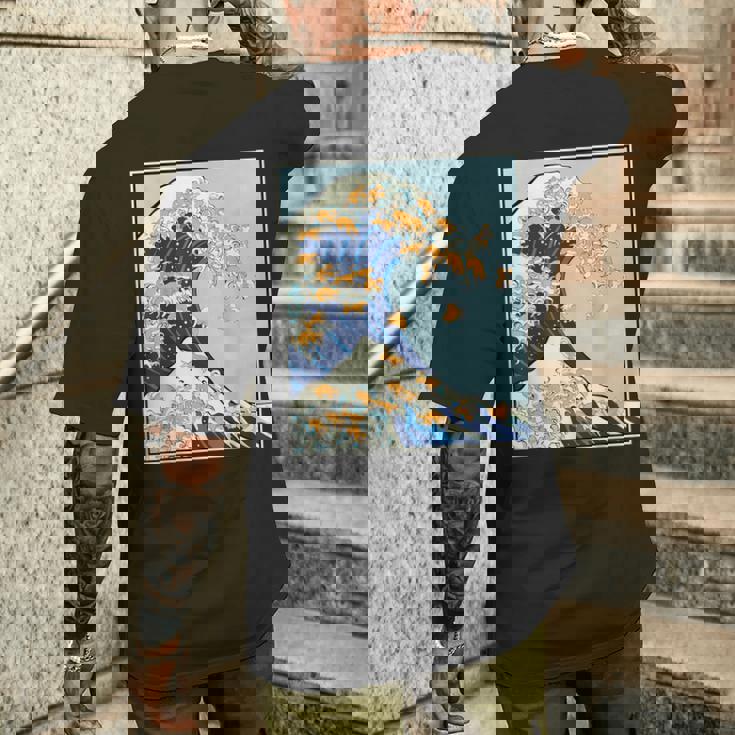 柴犬 大波 日本 神奈川 北斎 犬 動物 メンズTシャツ バックプリント 彼への贈り物