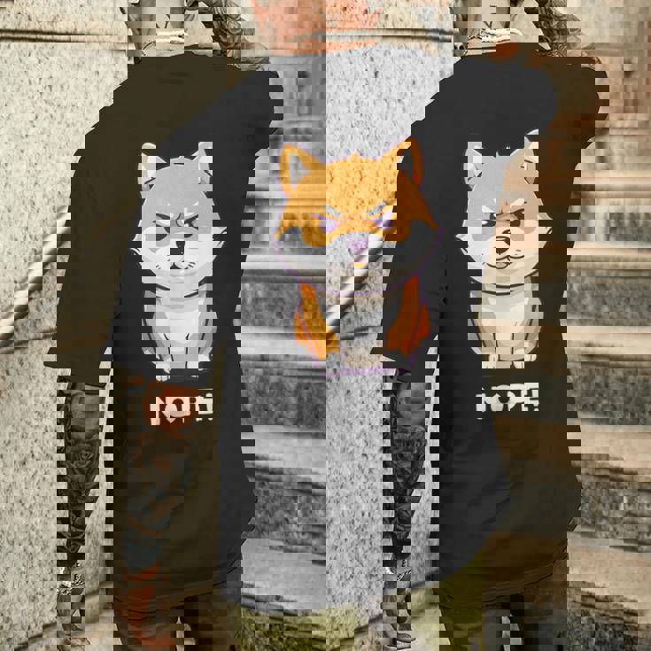 柴犬 犬 赤柴 怒柴 拒否柴 嫌です 怒った犬 かわいい おもしろ メンズTシャツ バックプリント 彼への贈り物