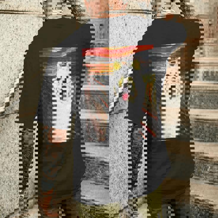 柴犬 面白いtシャツ 犬 ムンクの叫び かわいい メンズ 子供 おもしろ 服 グッズ ネタ わんこ イヌ メンズTシャツ バックプリント 彼への贈り物