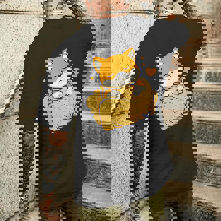 柴犬寝パジャマナイトタイムかわいいグラフィックネグリジェ メンズTシャツ バックプリント 彼への贈り物