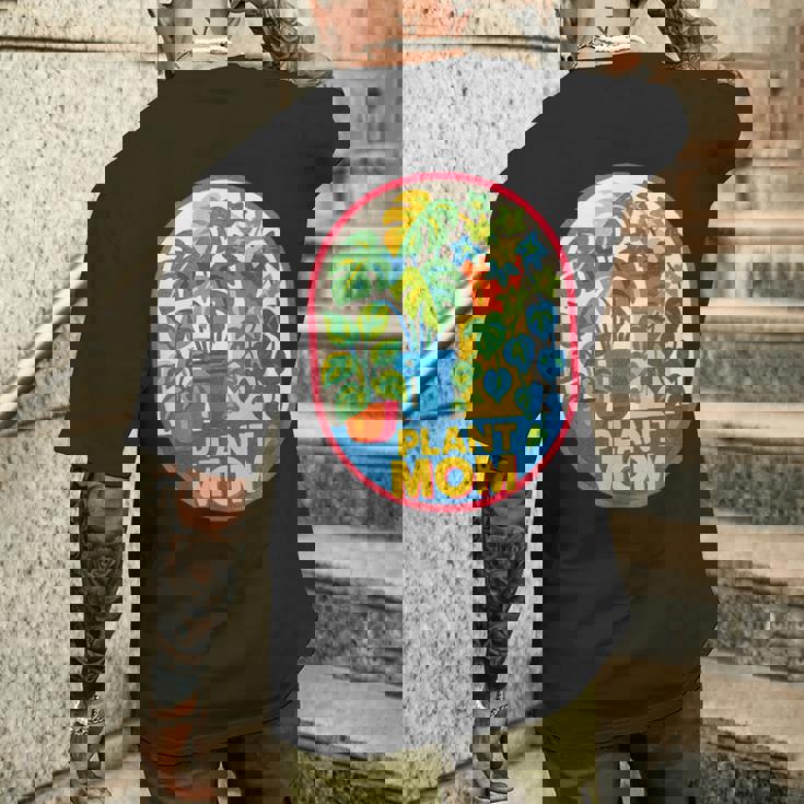 植物 ママ イラスト ポトス モンステラ 観葉植物愛好家 メンズTシャツ バックプリント 彼への贈り物