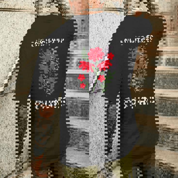 植物に気を取られがち 水やり 庭 鉢 ガーデナー メンズTシャツ バックプリント 彼への贈り物