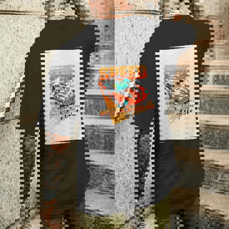 楽しいクールなレーシングカーイラスト メンズTシャツ バックプリント 彼への贈り物