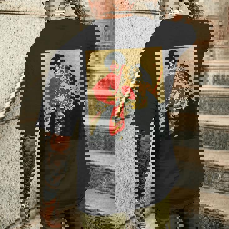 歌舞伎 俳優 日本劇出演者 四世片岡市蔵 上使の弁慶 役者絵 メンズTシャツ バックプリント 彼への贈り物