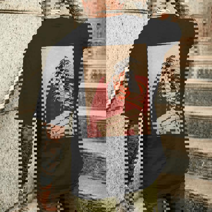 歌舞伎 役者 市川 團十郎 暫 しばらく勝川 春好江戸時代 役者絵 メンズTシャツ バックプリント 彼への贈り物