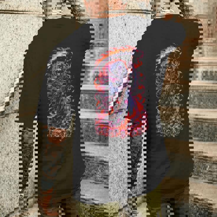 死神 死闘と頭蓋骨 明るいゴス メンズTシャツ バックプリント 彼への贈り物