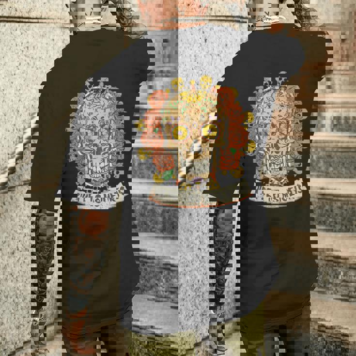 死者の日メキシカンシュガースカルフローラルセレブレーション メンズTシャツ バックプリント 彼への贈り物