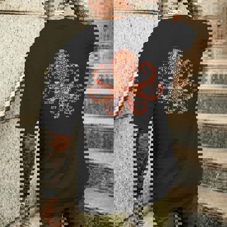 水玉タコtシャツ 楽しいオレンジ国際ドットデー メンズTシャツ バックプリント 彼への贈り物