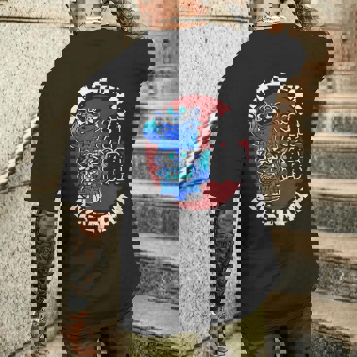 沖縄 ジャパン シーサー 守護ライオンズ 沖縄 日本語 漢字 メンズTシャツ バックプリント 彼への贈り物