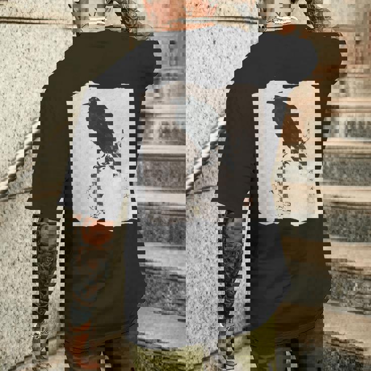 河鍋暁斎のカラス 浮世絵 日本画 日本文化 烏 メンズTシャツ バックプリント 彼への贈り物