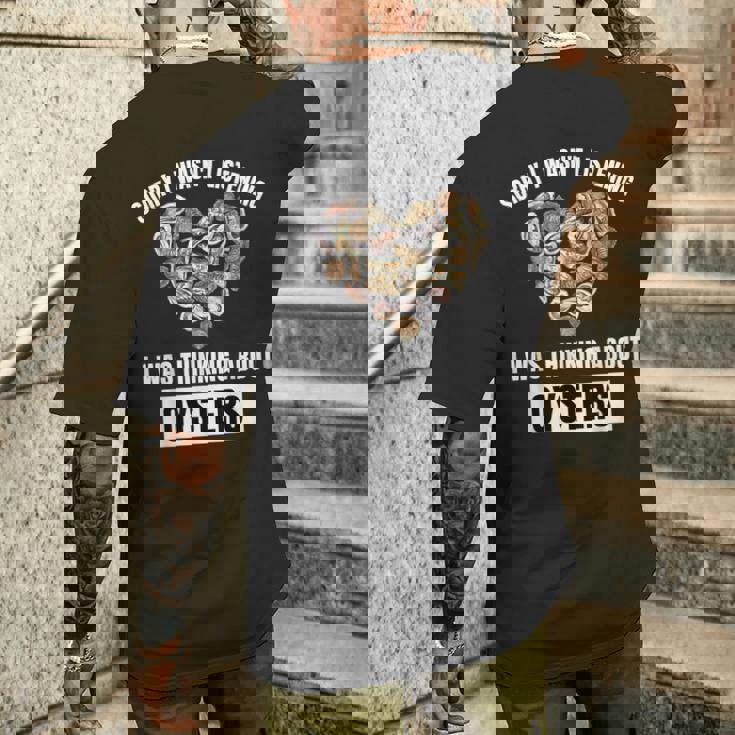 牡蠣好きにはごめんなさい、牡蠣のことを考えて聞いていませんでした メンズTシャツ バックプリント 彼への贈り物