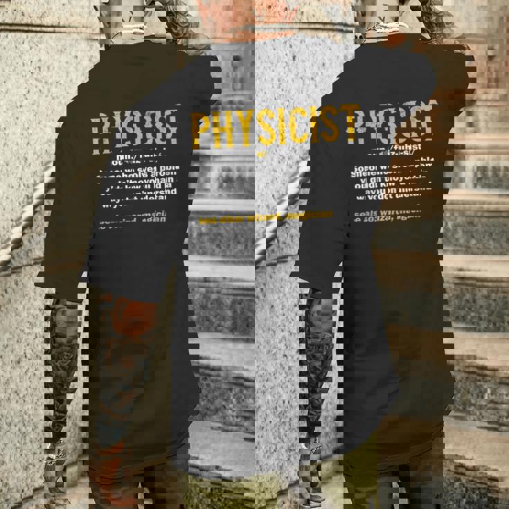 物理学者 定義 科学 オタク 面白い 魔法 メンズTシャツ バックプリント 彼への贈り物