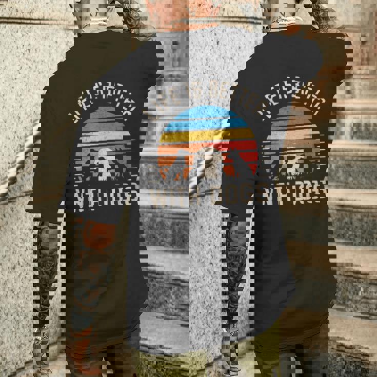 犬と一緒に暮らすのは メンズTシャツ バックプリント 彼への贈り物