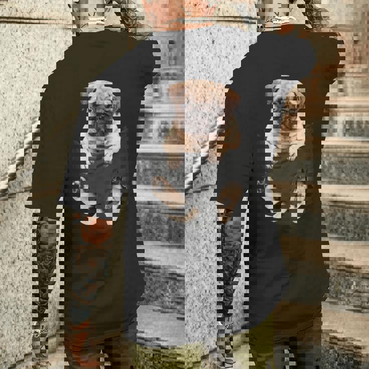 犬好き ギフト パグ イン バッグ メンズTシャツ バックプリント 彼への贈り物