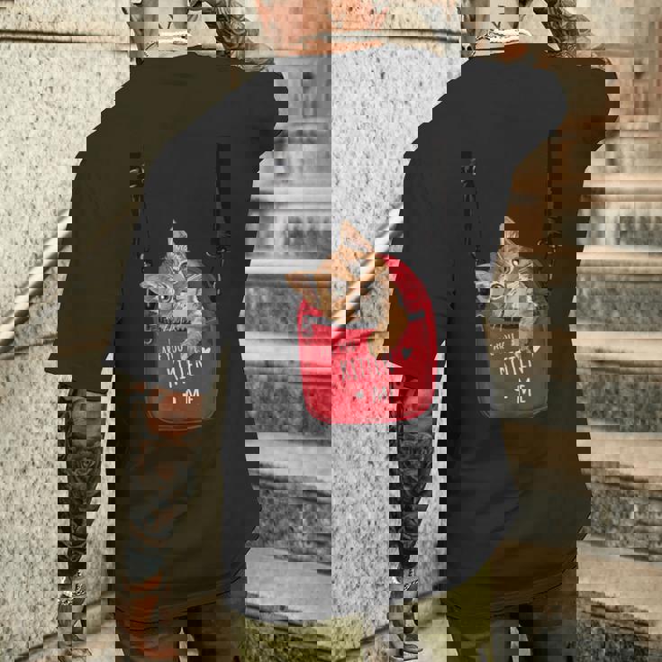 猫 かわいい ポシェット ねこ 面白い ネコ メンズTシャツ バックプリント 彼への贈り物