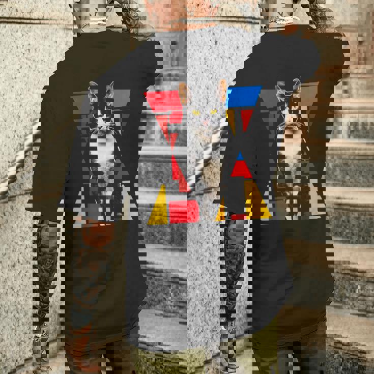 猫 グラフィック ペット アートワーク 猫 メンズTシャツ バックプリント 彼への贈り物