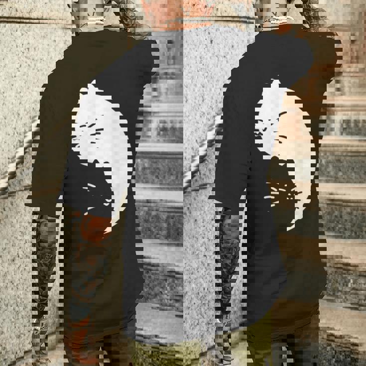 猫 陰陽 反対 調和 エネルギー 子猫 メンズTシャツ バックプリント 彼への贈り物