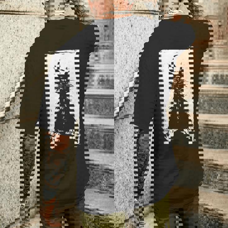 猫の夜の儀式 猫のウルタル・キム・ホルム アート Cat Night Ulthar Ritual Kim Holm メンズTシャツ バックプリント 彼への贈り物