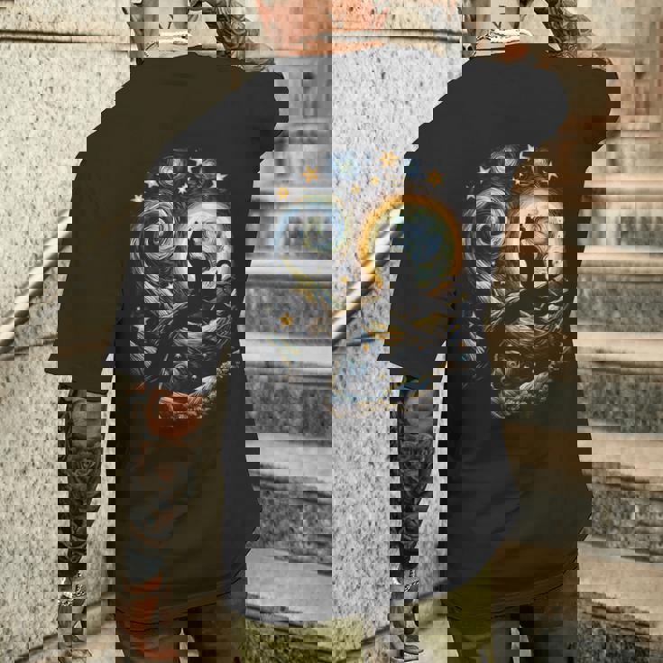 猫の星月夜 猫ヴァン・ゴッホ キャットアート キッズメンズ面白い猫 猫 メンズTシャツ バックプリント 彼への贈り物