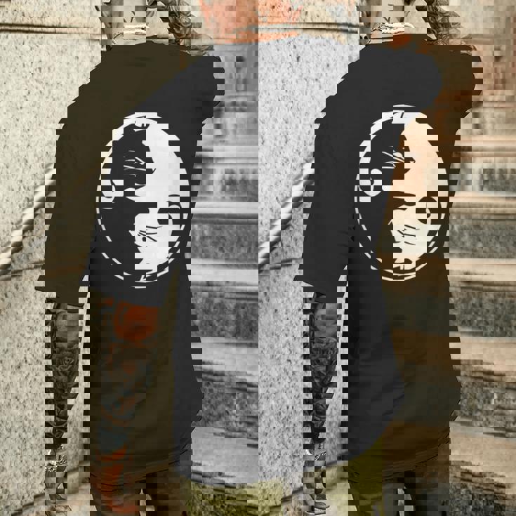 猫の陰陽相互接続 メンズTシャツ バックプリント 彼への贈り物