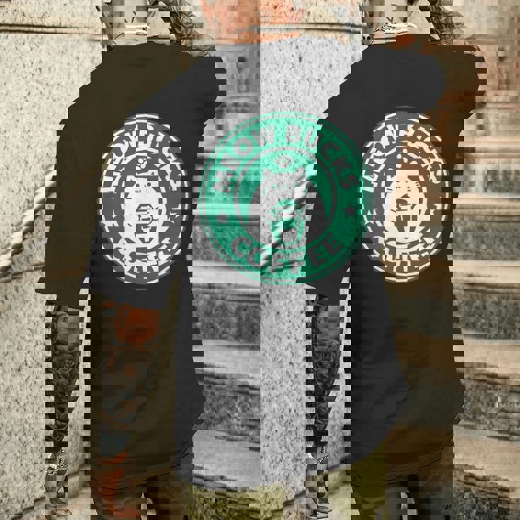 猫バックスコ－ヒ－ スタバ 可愛い カフェ 個性的 パロディ 面白い 笑える メンズTシャツ バックプリント 彼への贈り物