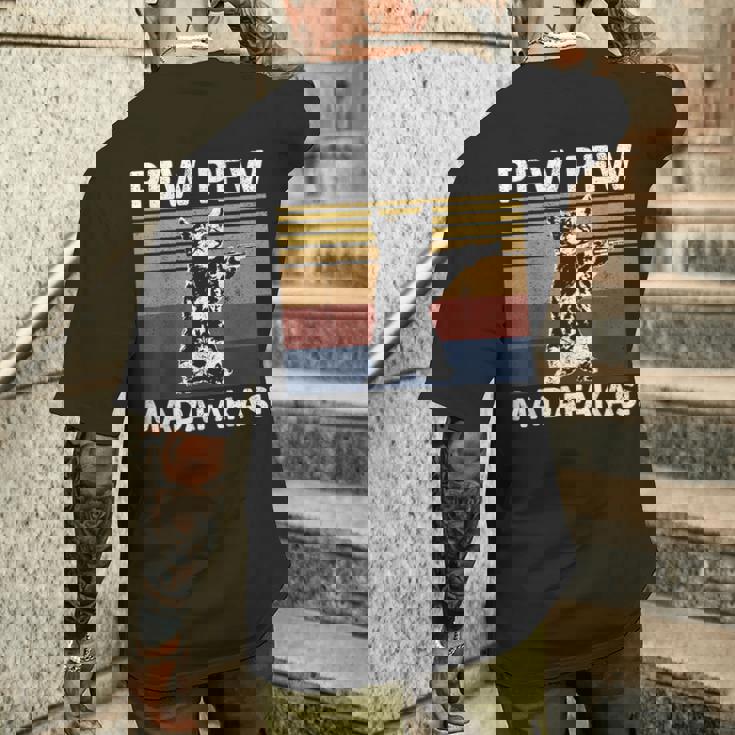 猫ビンテージpewpewpewマダファカス猫クレイジーピュー メンズTシャツ バックプリント 彼への贈り物