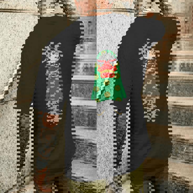 獅子舞 レトロな日本の祭り文化デザイン メンズTシャツ バックプリント 彼への贈り物