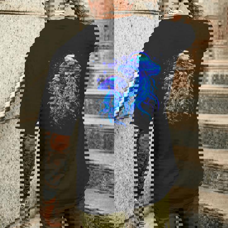 生物発光発光クラゲ メンズTシャツ バックプリント 彼への贈り物