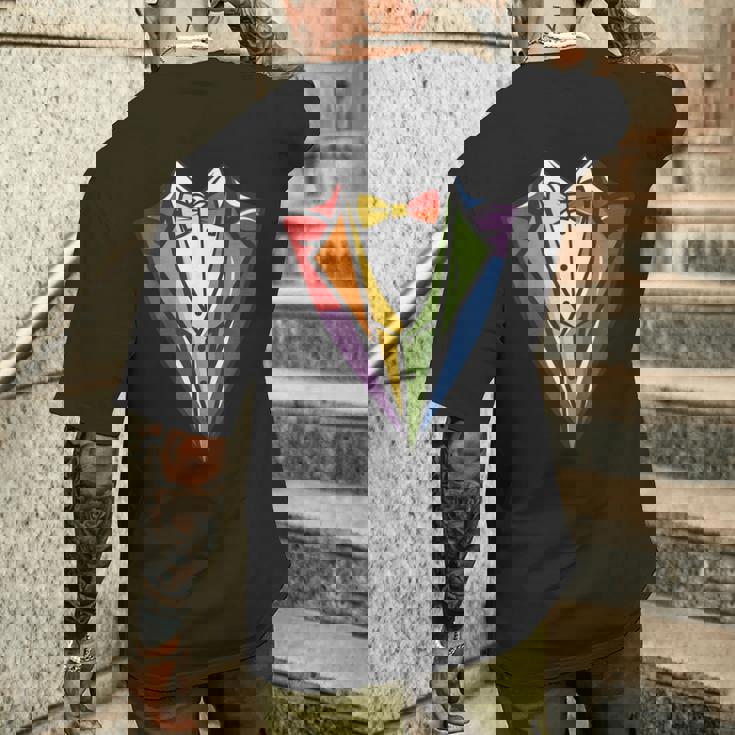 男の子、子供、男性用の幼児用タキシードコスチューム。かわいいレインボータキシード。 メンズTシャツ バックプリント 彼への贈り物