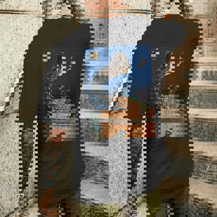 番町皿屋敷 百物語 怪談 葛飾 北斎 お皿のマンション お菊 日本美術 ハロウィン メンズTシャツ バックプリント 彼への贈り物