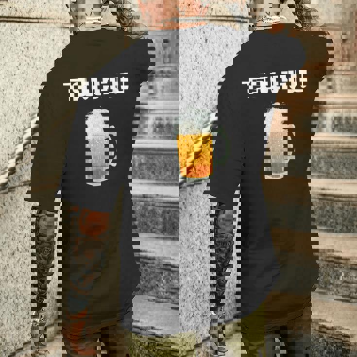 痛風 ビール 自虐 デブ ウケる ギフト ロゴ 面白 ジョーク おもしろ ネタ オリジナル メンズTシャツ バックプリント 彼への贈り物