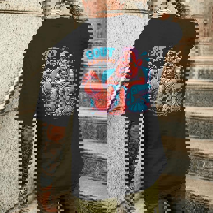 痛風が起こる 面白くて陽気な愚かな痛み むくみ メンズTシャツ バックプリント 彼への贈り物