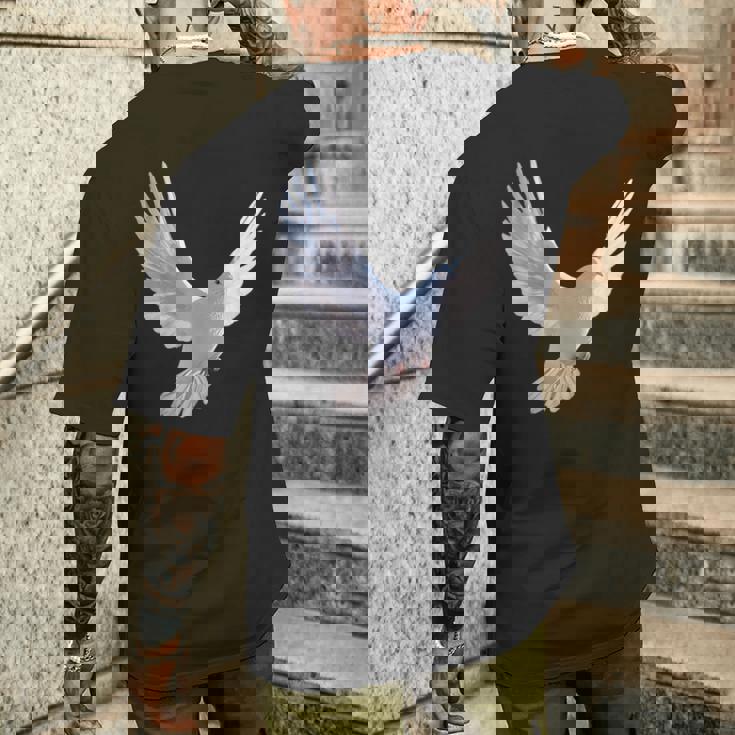 白いハト 白いキジバト 甘いハト メンズTシャツ バックプリント 彼への贈り物