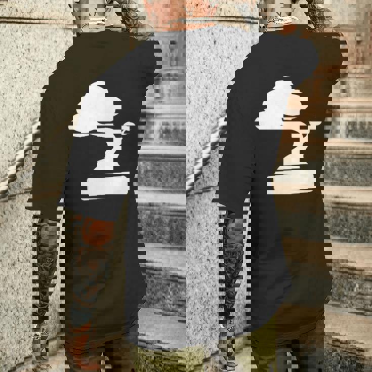 盆栽-ケンガイホキダチマツジュニパー盆栽 メンズTシャツ バックプリント 彼への贈り物