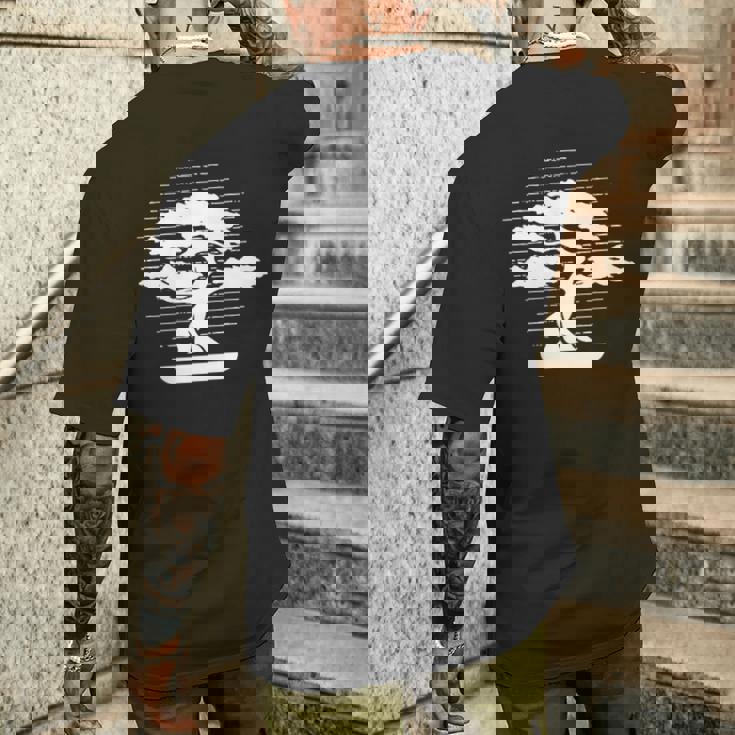 盆栽ロゴエンブレム 盆栽ポット ペンジン 屋内盆栽盆栽 メンズTシャツ バックプリント 彼への贈り物