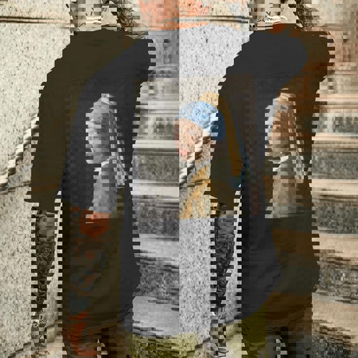 真珠の耳飾りの少女／フェルメール【世界の名画】（高精細画像）Vermeer 美術館アート 油絵 メンズTシャツ バックプリント 彼への贈り物