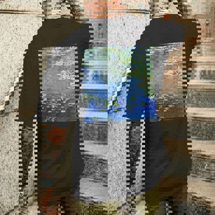 睡蓮の絵 メンズTシャツ バックプリント 彼への贈り物