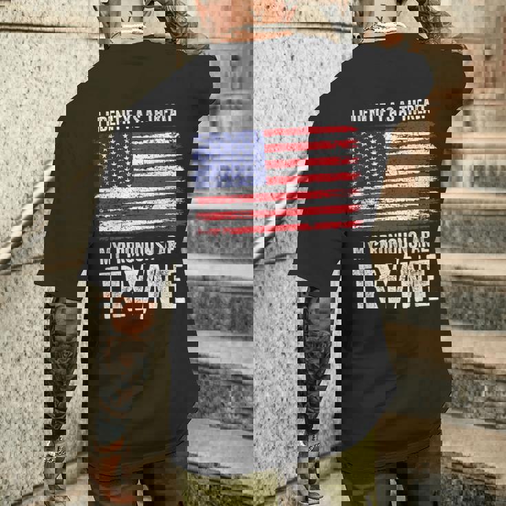 私が脅威だと判断した私の代名詞を試してみる私 メンズTシャツ バックプリント 彼への贈り物