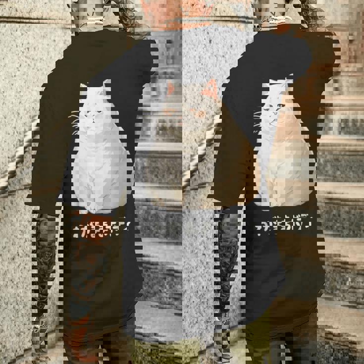 私の体の猫 白猫 太った猫 ぽっちゃり猫愛好家 かわいい 面白い メンズTシャツ バックプリント 彼への贈り物