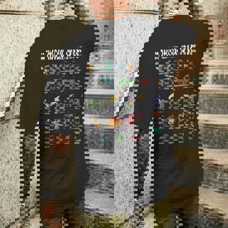 私の恐竜アルファベット爬虫類恐竜化石職業趣味 メンズTシャツ バックプリント 彼への贈り物