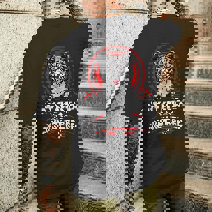 私の秋田は古代の品種の面白い子犬の犬の恋人です メンズTシャツ バックプリント 彼への贈り物