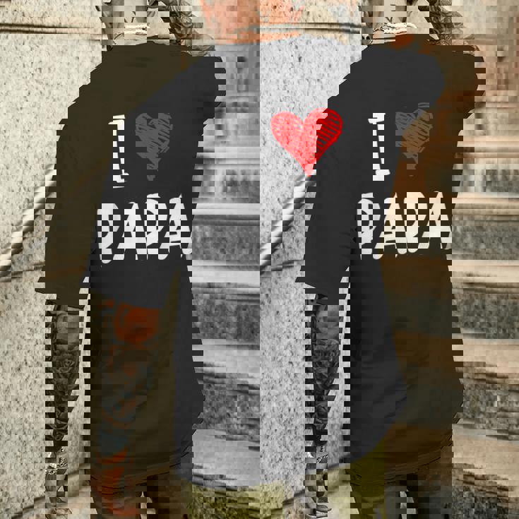 私はパパ 最高 お父さん 父 息子 娘 衣装 ハートが大好きです I Love Papa メンズTシャツ バックプリント 彼への贈り物