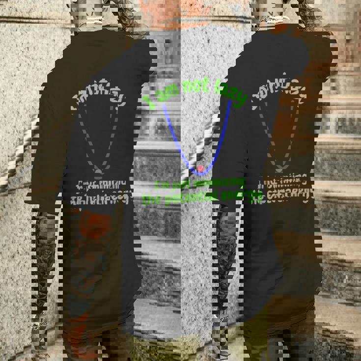 私は怠け者じゃなくて、ポテンシャルエネルギーを最小化しているだけです、おかしい メンズTシャツ バックプリント 彼への贈り物