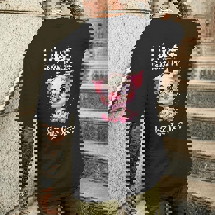 私は本当に豚が好きなだけですok メンズTシャツ バックプリント 彼への贈り物