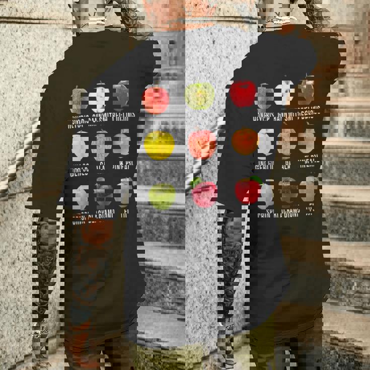 秋のリンゴ狩りアップルオーチャード ボーホー ファームフェッシュ メンズTシャツ バックプリント 彼への贈り物